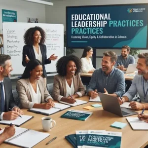 High-quality educational course image for Educational Leadership Practices with leadership and governance visuals.