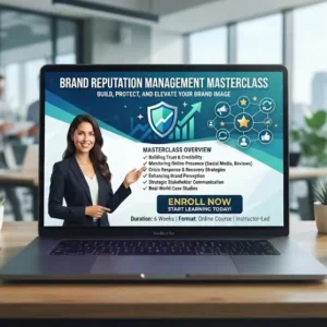 High-quality educational course image for Brand Reputation Management with trust-building and corporate reputation visuals.