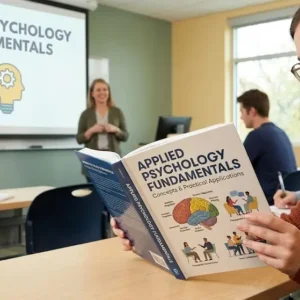 High-quality educational course image showing Applied Psychology Fundamentals with psychology and behavior visuals.