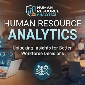 Modern educational image for Human Resource Analytics course with workforce data and HR dashboards visuals
