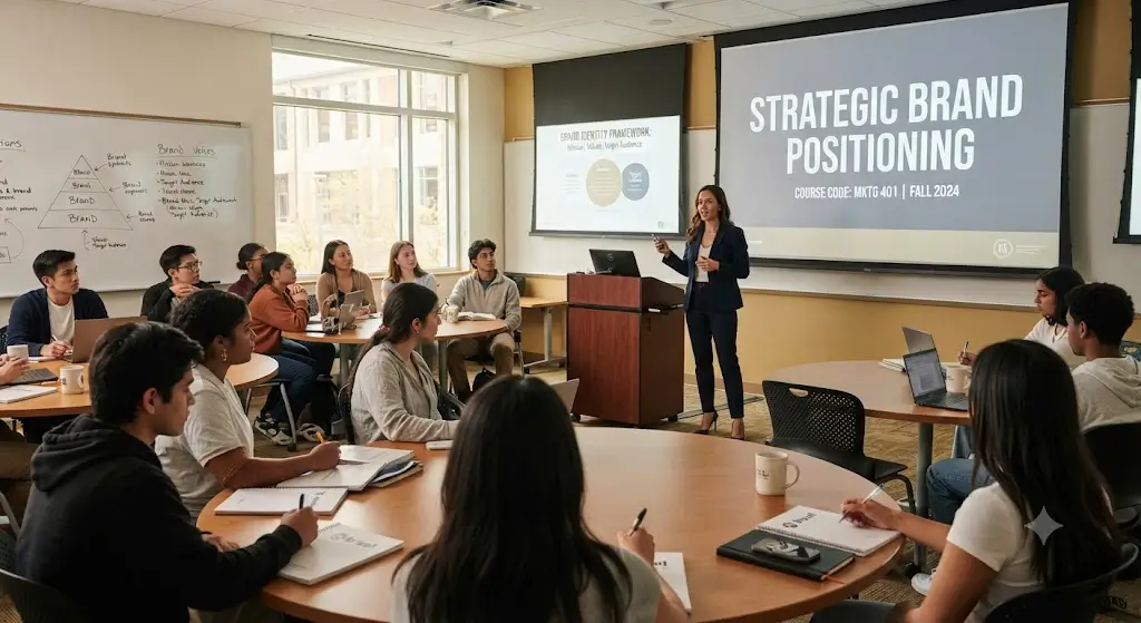 High-quality educational course image for Strategic Brand Positioning with differentiation and competitive advantage visuals.