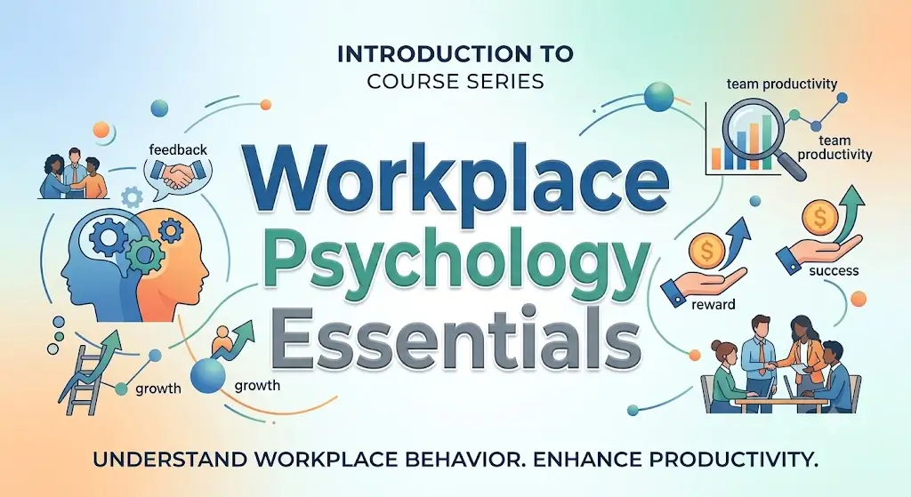 High-quality educational course image showing Workplace Psychology with organizational and behavioral visuals.