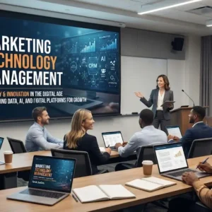 High-quality educational course image for Marketing Technology Management with martech integration and automation visuals.