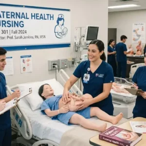 Professional e-learning image showing Maternal Health Nursing and pregnancy care concepts