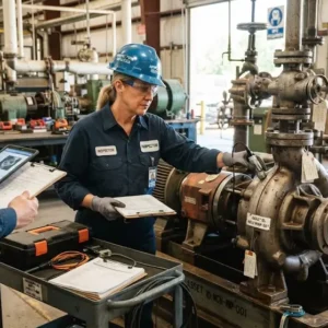 High-quality educational course image for Mechanical Equipment Inspection with inspection tools and industrial machinery visuals.
