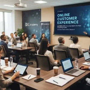 High-quality educational course image for Online Customer Experience with customer journey and digital engagement visuals.