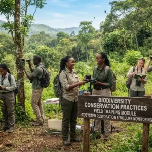 High-quality educational course image featuring Biodiversity Conservation Practices with modern visuals
