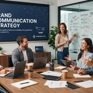 High-quality educational course image for Brand Communication Strategy with messaging and storytelling visuals.