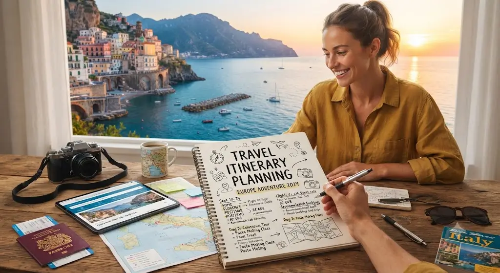 High-quality educational course image featuring Travel Itinerary Planning with modern visuals