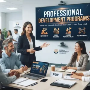Modern educational image for Professional Development Programs course with career growth and training visuals