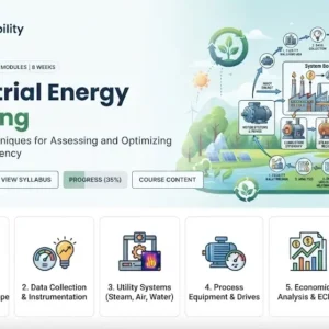 High-quality educational course image featuring Industrial Energy Auditing with modern visuals