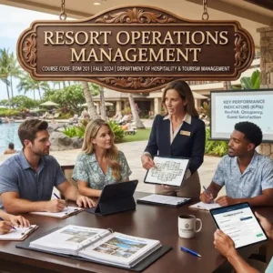 High-quality educational course image featuring Resort Operations Management with modern visuals