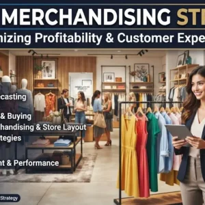 Modern educational image for Retail Merchandising Strategy course with product placement and retail planning visuals