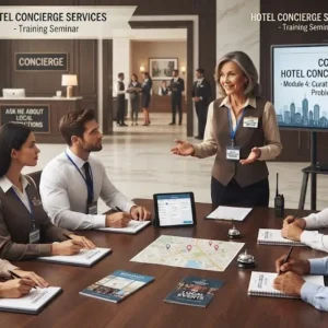 High-quality educational course image featuring Hotel Concierge Services with modern visuals