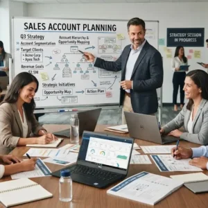High-quality educational course image for Sales Account Planning with account management and strategy visuals.