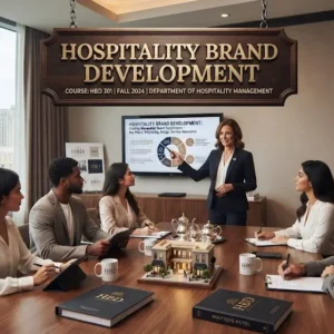 High-quality educational course image featuring Hospitality Brand Development with modern visuals