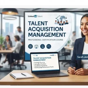 Modern educational image for Talent Acquisition Management course with recruitment and workforce integration visuals