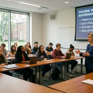 High-quality educational course image showing Information Governance with data management and compliance visuals.