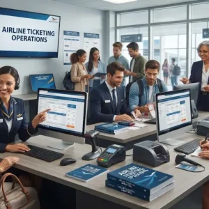High-quality educational course image featuring Airline Ticketing Operations with modern visuals