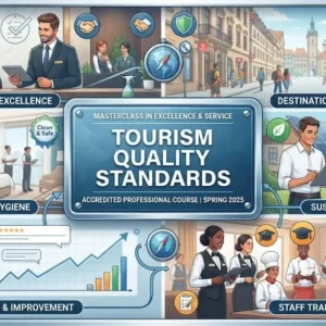 High-quality educational course image featuring Tourism Quality Standards with modern visuals