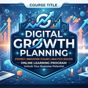 High-quality educational course image for Digital Growth Planning with digital transformation and online growth visuals.