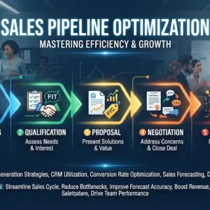 High-quality educational course image for Sales Pipeline Optimization with lead management and workflow visuals.