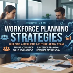 Modern educational image for Workforce Planning Strategies course with talent forecasting and organizational planning visuals
