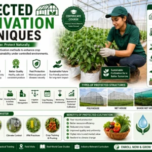 Protected Cultivation Techniques course featuring greenhouse farming, controlled environment agriculture, and crop protection methods.