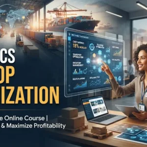 Modern educational image for Logistics Cost Optimization course with supply chain and cost efficiency visuals