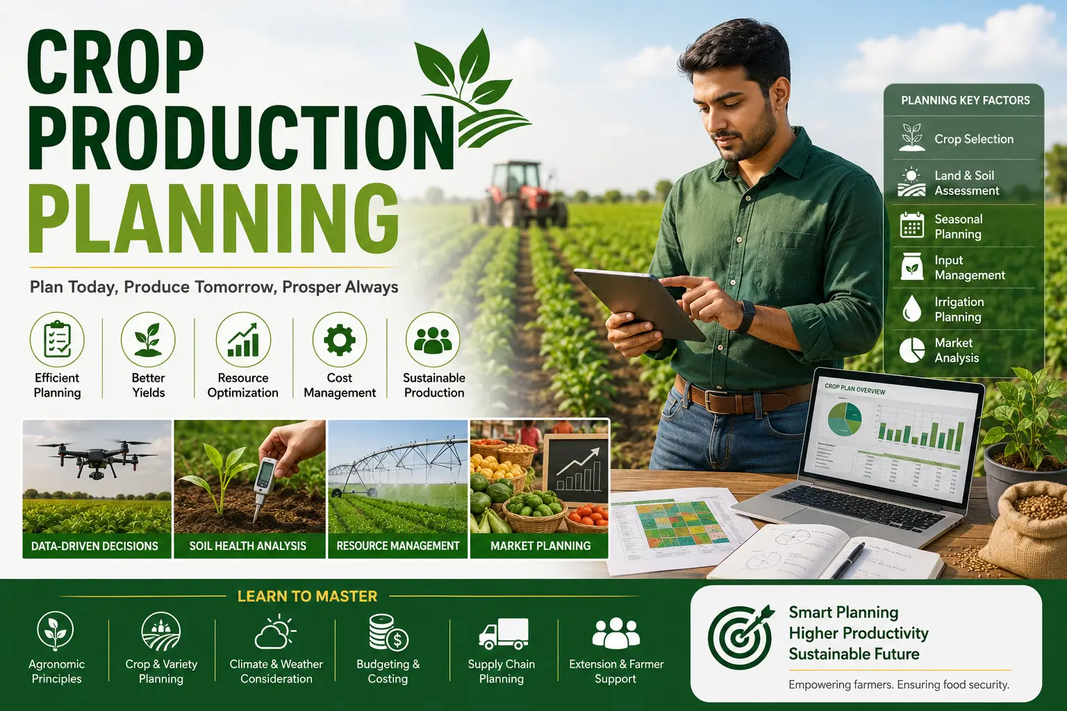 Crop Production Planning course featuring agricultural planning, farm management, and sustainable crop production techniques.