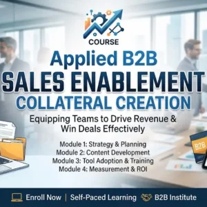 Applied B2B sales enablement and collateral creation course image with marketing and sales visuals