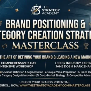 Advanced brand positioning and category creation masterclass course image with marketing strategy visuals