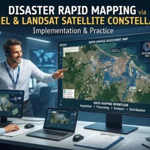 Implementation and practice course image showing disaster rapid mapping with Sentinel and Landsat satellites