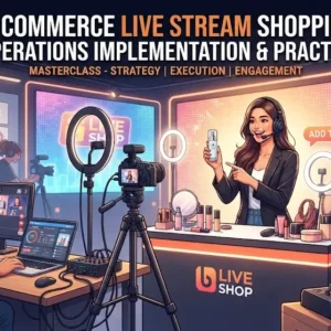 Implementation and practice course image with live stream shopping operations visuals