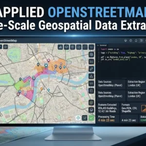 Applied course image showing OpenStreetMap geospatial data extraction visuals