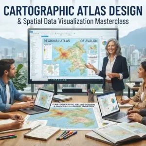 Masterclass course image showing advanced cartographic atlas design and spatial data visualization visuals