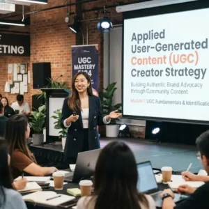 Applied UGC creator strategy course image with content creation and marketing visuals