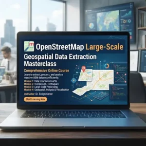 Masterclass course image showing advanced OpenStreetMap geospatial data extraction visuals
