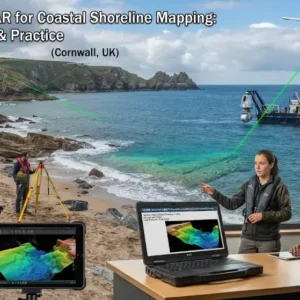 Implementation and practice course image showing bathymetric LiDAR coastal shoreline mapping visuals
