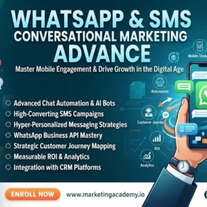Advanced WhatsApp and SMS conversational marketing course image with messaging and automation visuals