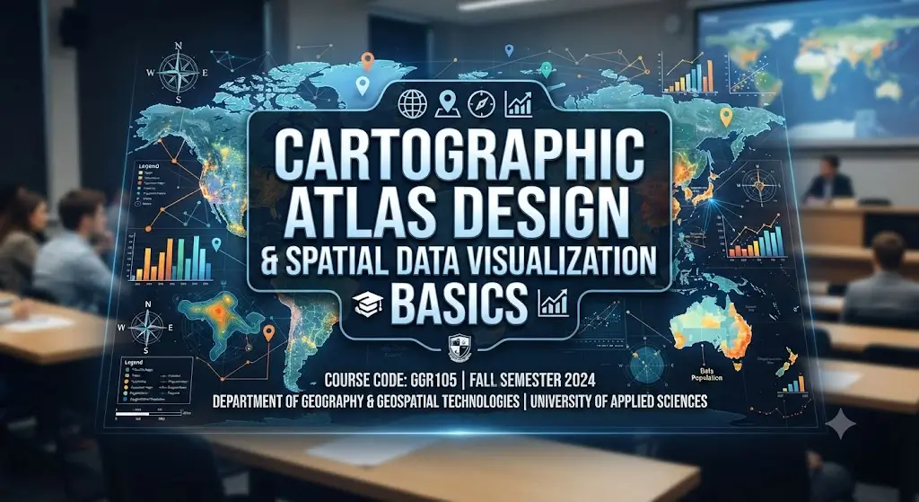 Basics course image showing cartographic atlas design and spatial data visualization visuals