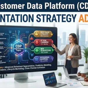 Advanced CDP segmentation strategy course image with customer data and analytics visuals