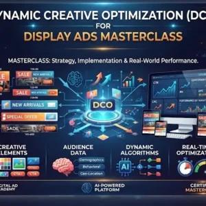 Dynamic Creative Optimization (DCO) masterclass course image with advanced display ads visuals