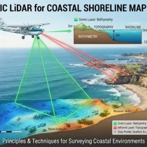 Basics course image showing bathymetric LiDAR coastal shoreline mapping visuals