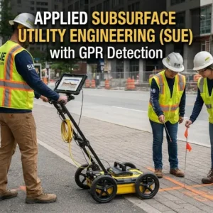 Applied course image showing subsurface utility engineering with GPR detection visuals