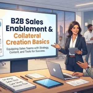 B2B sales enablement basics course image with marketing and sales visuals