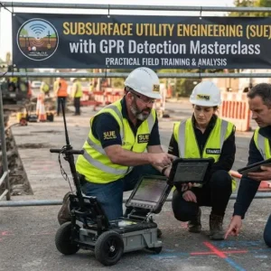 Masterclass course image showing advanced subsurface utility engineering with GPR detection visuals