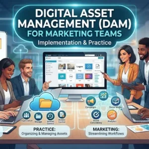 DAM implementation and practice course image with marketing team visuals