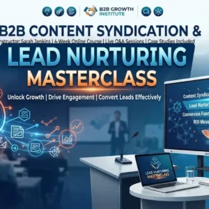 Masterclass course image showing advanced B2B content syndication and lead nurturing visuals