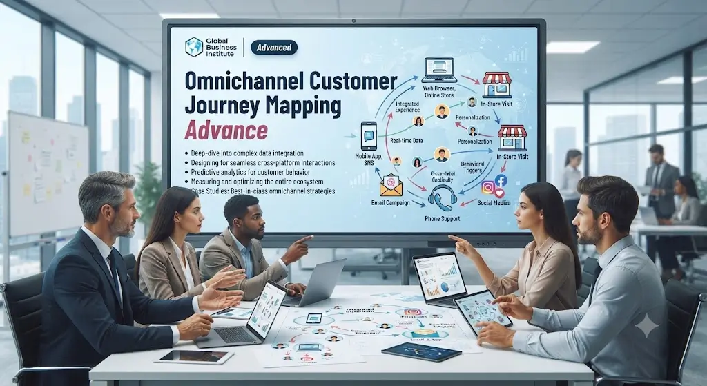 Advanced course image showing omnichannel customer journey mapping visuals